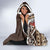 Bula Fiji Tagimaucia Mix Plumeria Masi Tapa Hooded Blanket Brown