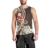 Bula Fiji Tagimaucia Mix Plumeria Masi Tapa Men Tank Top Brown LT7 - Polynesian Pride