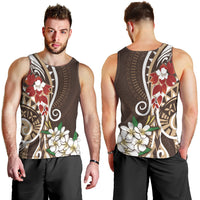 Bula Fiji Tagimaucia Mix Plumeria Masi Tapa Men Tank Top Brown LT7 - Polynesian Pride