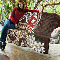 Bula Fiji Tagimaucia Mix Plumeria Masi Tapa Quilt Brown