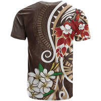 Bula Fiji Tagimaucia Mix Plumeria Masi Tapa T Shirt Brown LT7 - Polynesian Pride