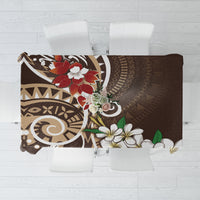 Bula Fiji Tagimaucia Mix Plumeria Masi Tapa Tablecloth Brown