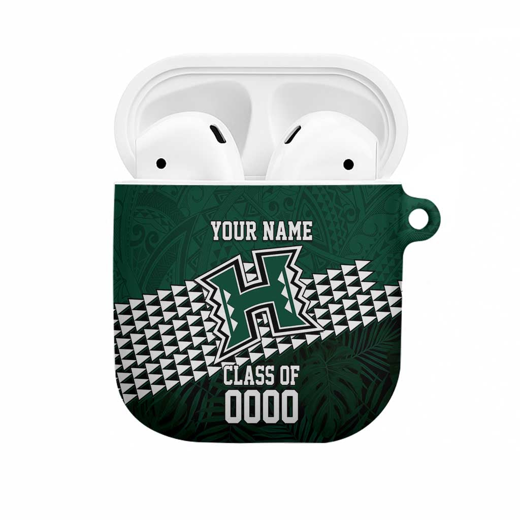 Hawaii Rainbow Warriors Alumni Custom AirPods Case Kanaka Arrows Tropical Vibes LT7 Green - Polynesian Pride