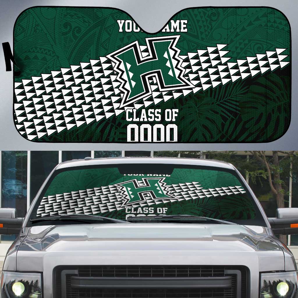 Hawaii Rainbow Warriors Alumni Custom Auto Sun Shade Kanaka Arrows Tropical Vibes