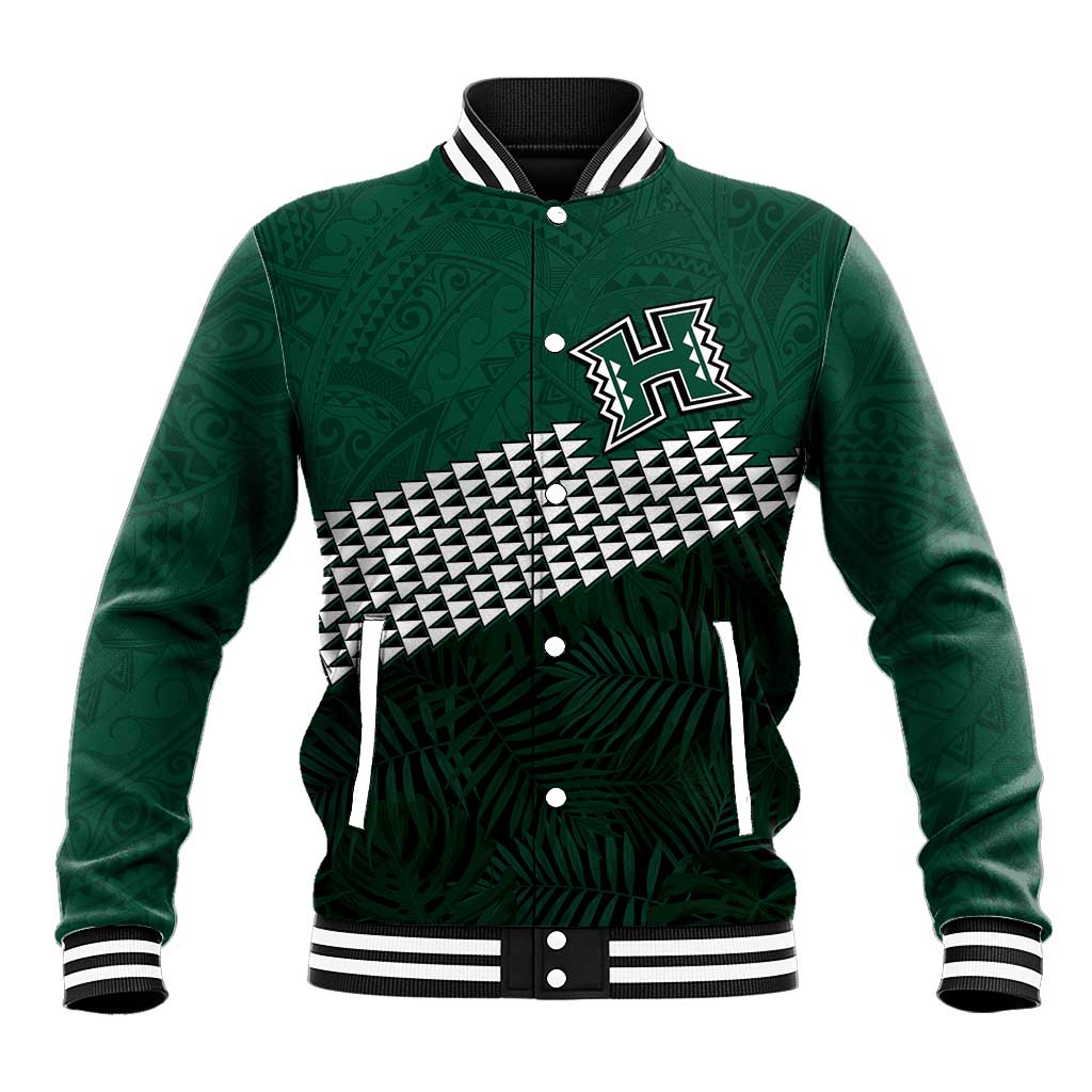 Hawaii Rainbow Warriors Alumni Custom Baseball Jacket Kanaka Arrows Tropical Vibes LT7 Unisex Green - Polynesian Pride