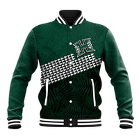 Hawaii Rainbow Warriors Alumni Custom Baseball Jacket Kanaka Arrows Tropical Vibes LT7 Unisex Green - Polynesian Pride