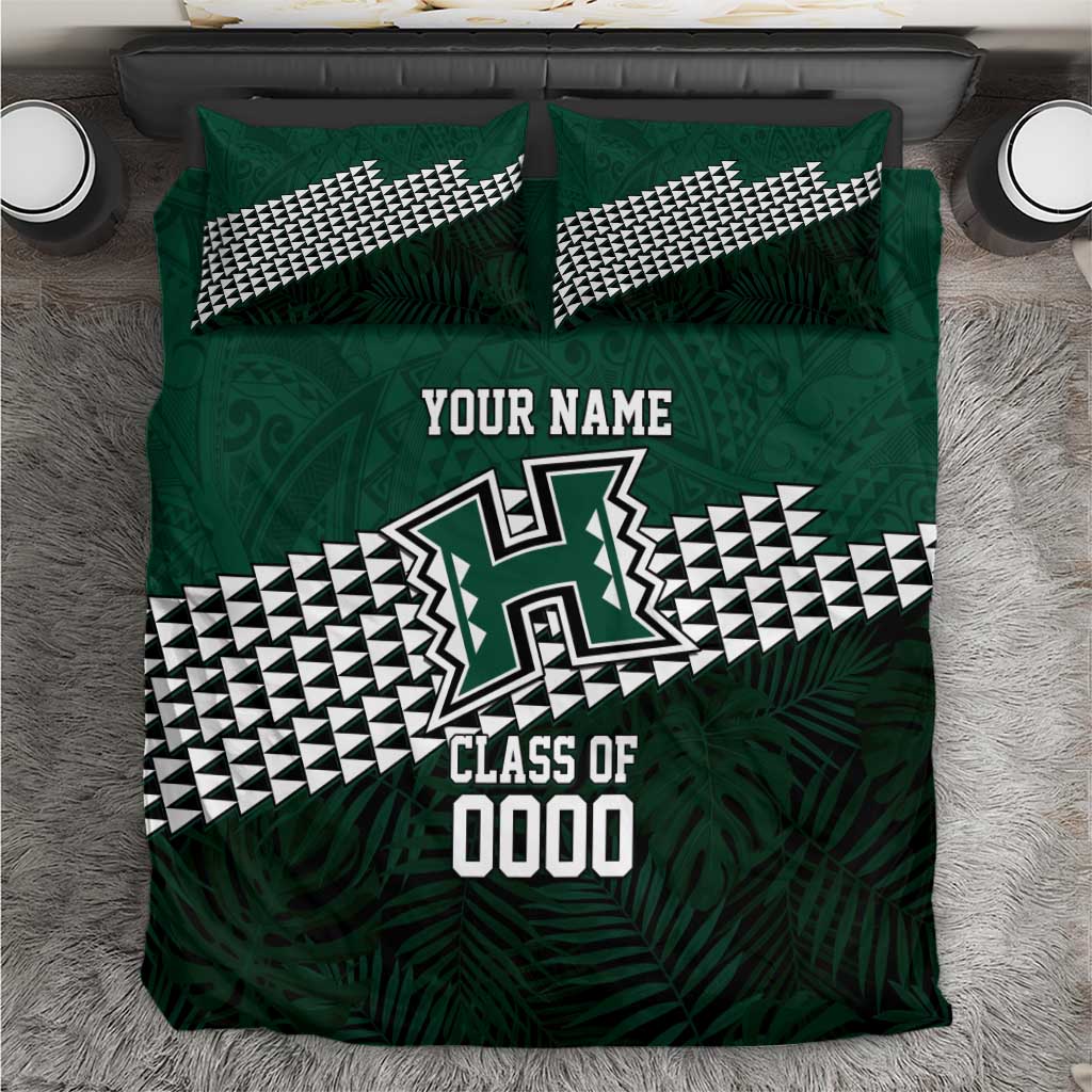 Hawaii Rainbow Warriors Alumni Custom Bedding Set Kanaka Arrows Tropical Vibes LT7 Green - Polynesian Pride