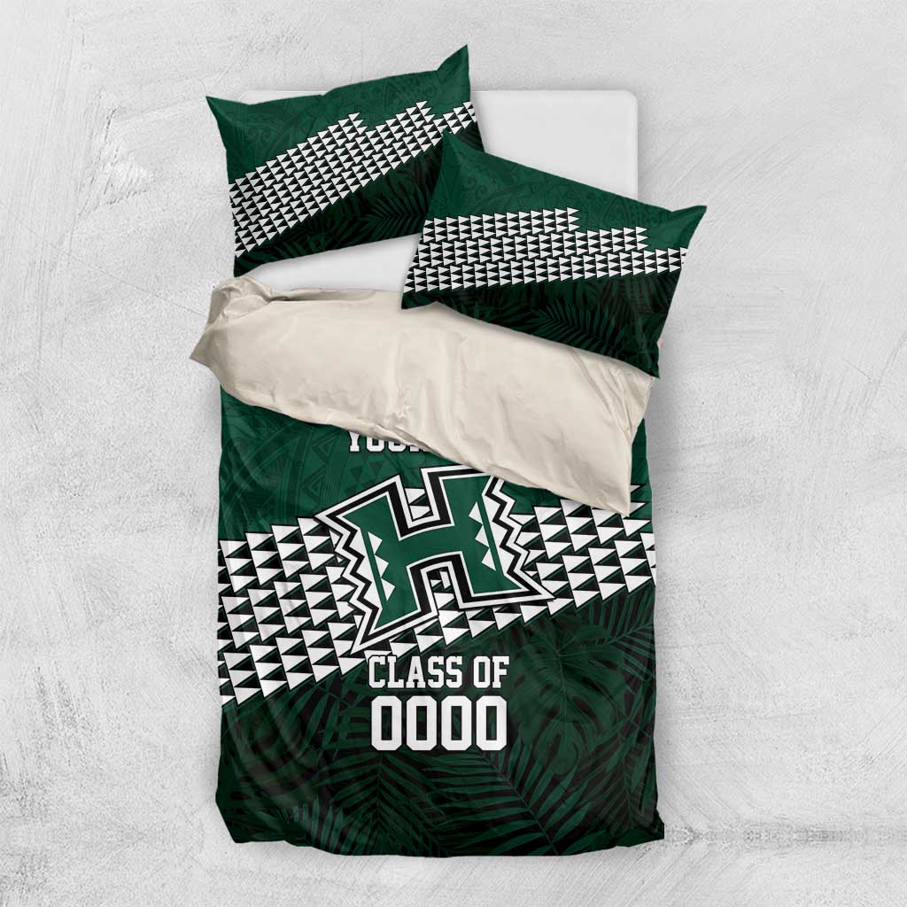 Hawaii Rainbow Warriors Alumni Custom Bedding Set Kanaka Arrows Tropical Vibes LT7 US Twin 172cm x 218cm Green - Polynesian Pride
