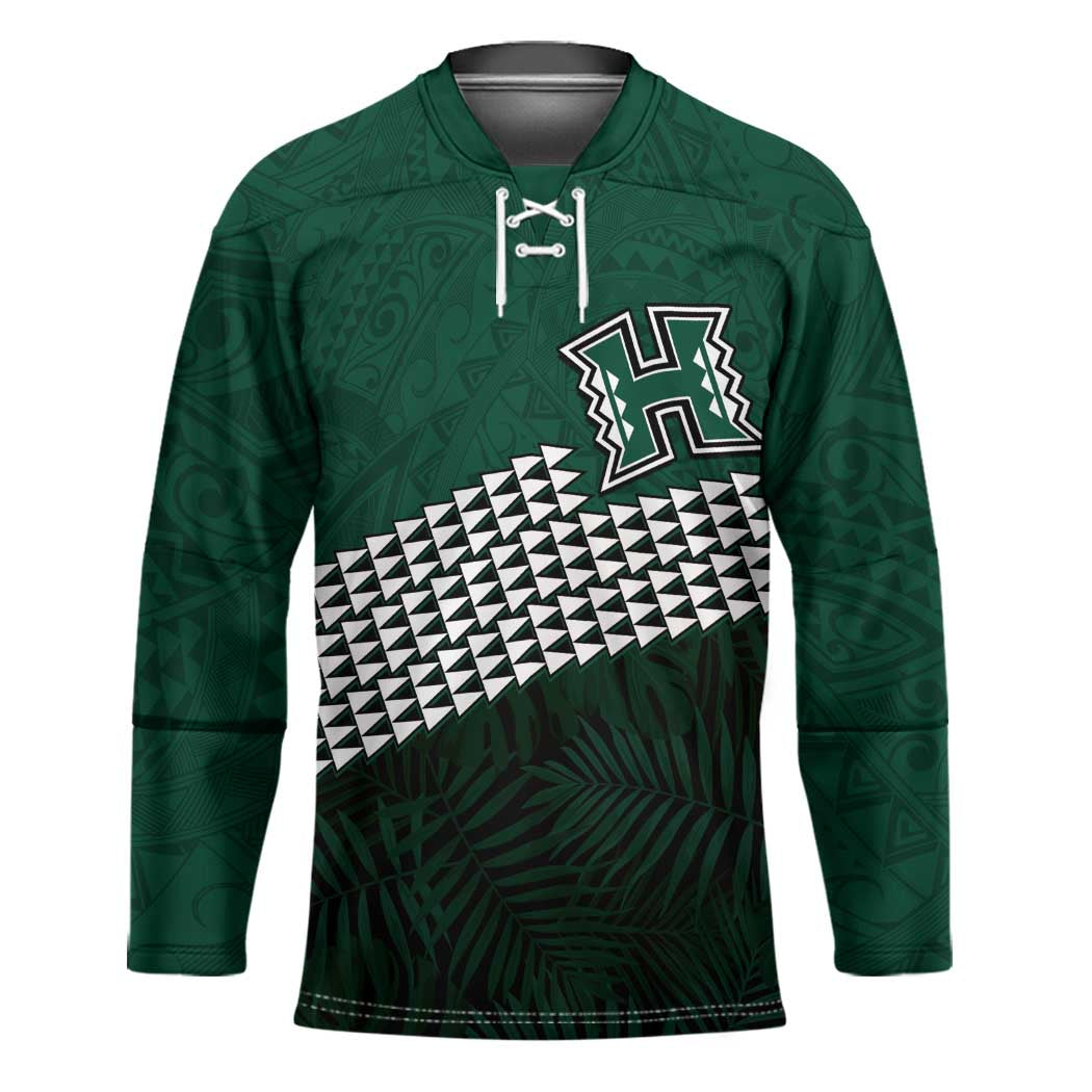 Hawaii Rainbow Warriors Alumni Custom Hockey Jersey Kanaka Arrows Tropical Vibes LT7 Unisex Green - Polynesian Pride