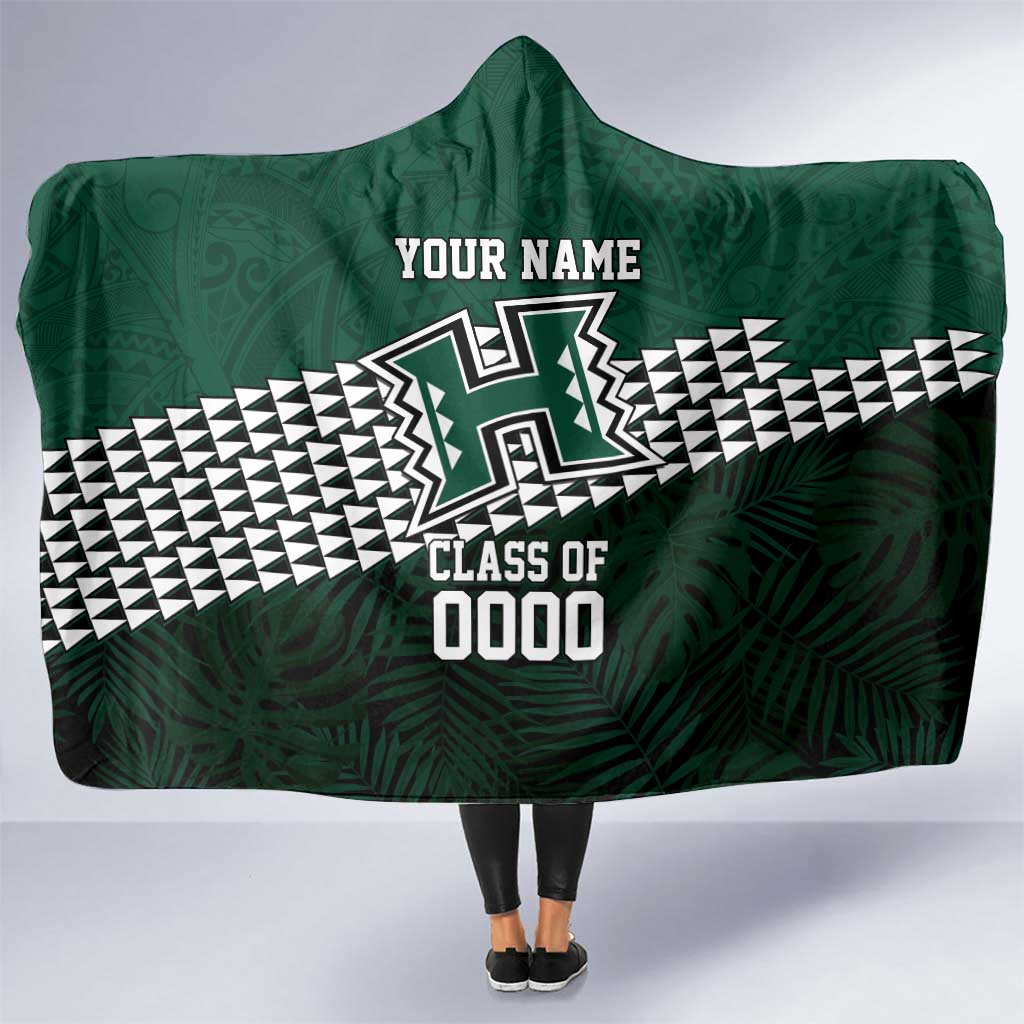 Hawaii Rainbow Warriors Alumni Custom Hooded Blanket Kanaka Arrows Tropical Vibes LT7 One Size Green - Polynesian Pride