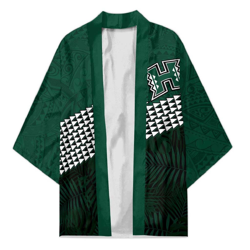 Hawaii Rainbow Warriors Alumni Custom Kimono Kanaka Arrows Tropical Vibes LT7 Unisex Green - Polynesian Pride