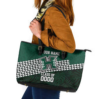 Hawaii Rainbow Warriors Alumni Custom Leather Tote Bag Kanaka Arrows Tropical Vibes LT7 Green - Polynesian Pride