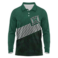 Hawaii Rainbow Warriors Alumni Custom Long Sleeve Polo Shirt Kanaka Arrows Tropical Vibes LT7 Green - Polynesian Pride