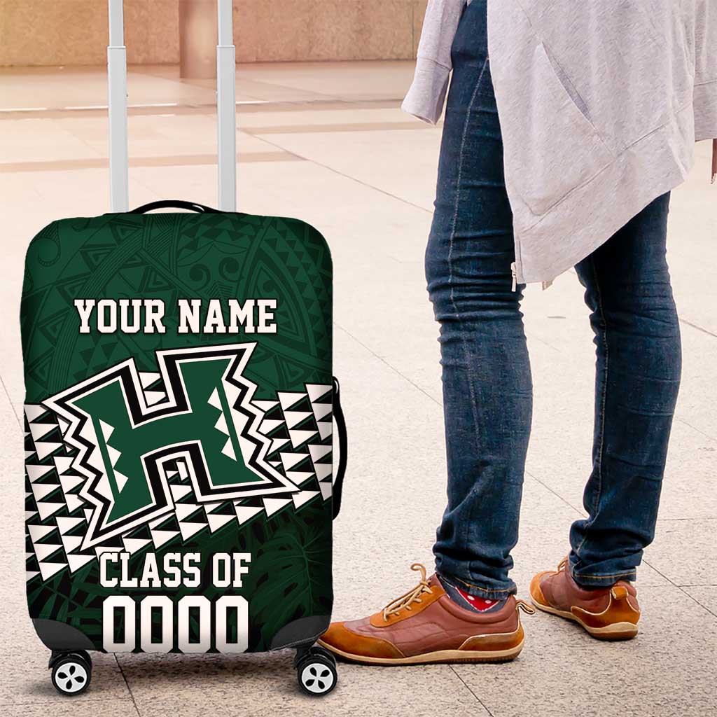 Hawaii Rainbow Warriors Alumni Custom Luggage Cover Kanaka Arrows Tropical Vibes LT7 Green - Polynesian Pride