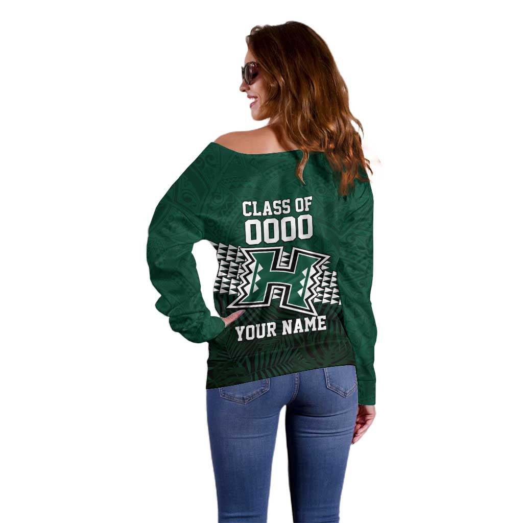 Hawaii Rainbow Warriors Alumni Custom Off Shoulder Sweater Kanaka Arrows Tropical Vibes LT7 - Polynesian Pride