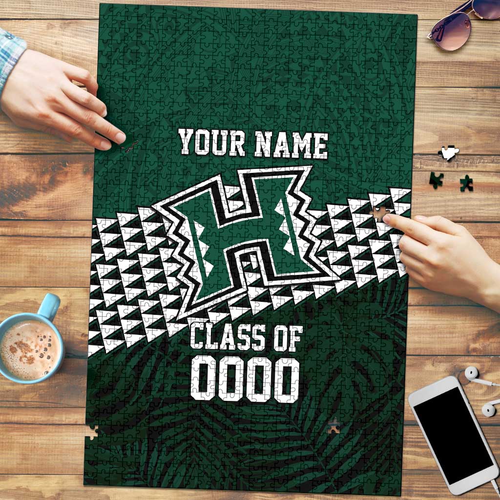 Hawaii Rainbow Warriors Alumni Custom Puzzle Kanaka Arrows Tropical Vibes LT7 Green - Polynesian Pride