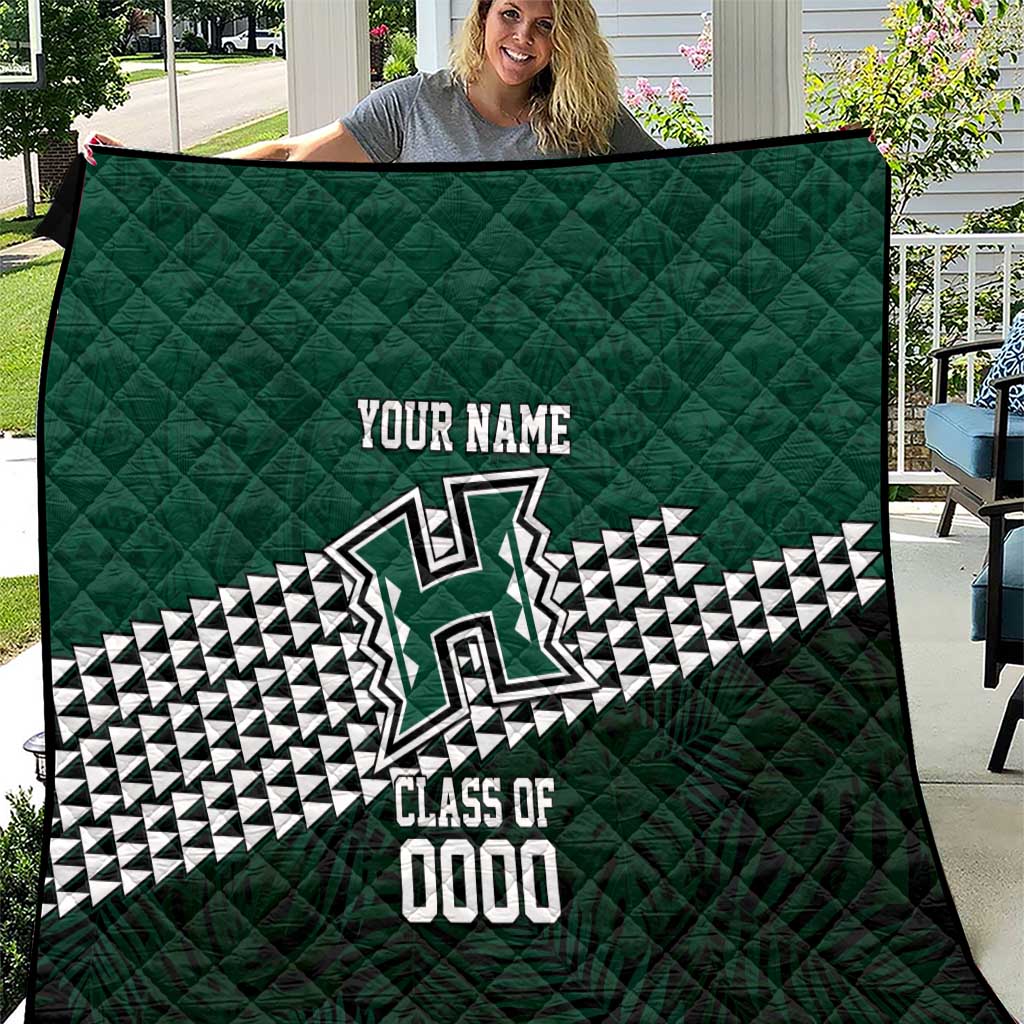 Hawaii Rainbow Warriors Alumni Custom Quilt Kanaka Arrows Tropical Vibes LT7 Green - Polynesian Pride