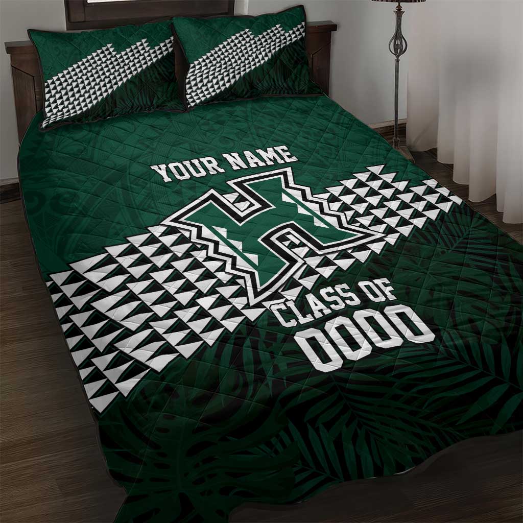 Hawaii Rainbow Warriors Alumni Custom Quilt Bed Set Kanaka Arrows Tropical Vibes LT7 Green - Polynesian Pride