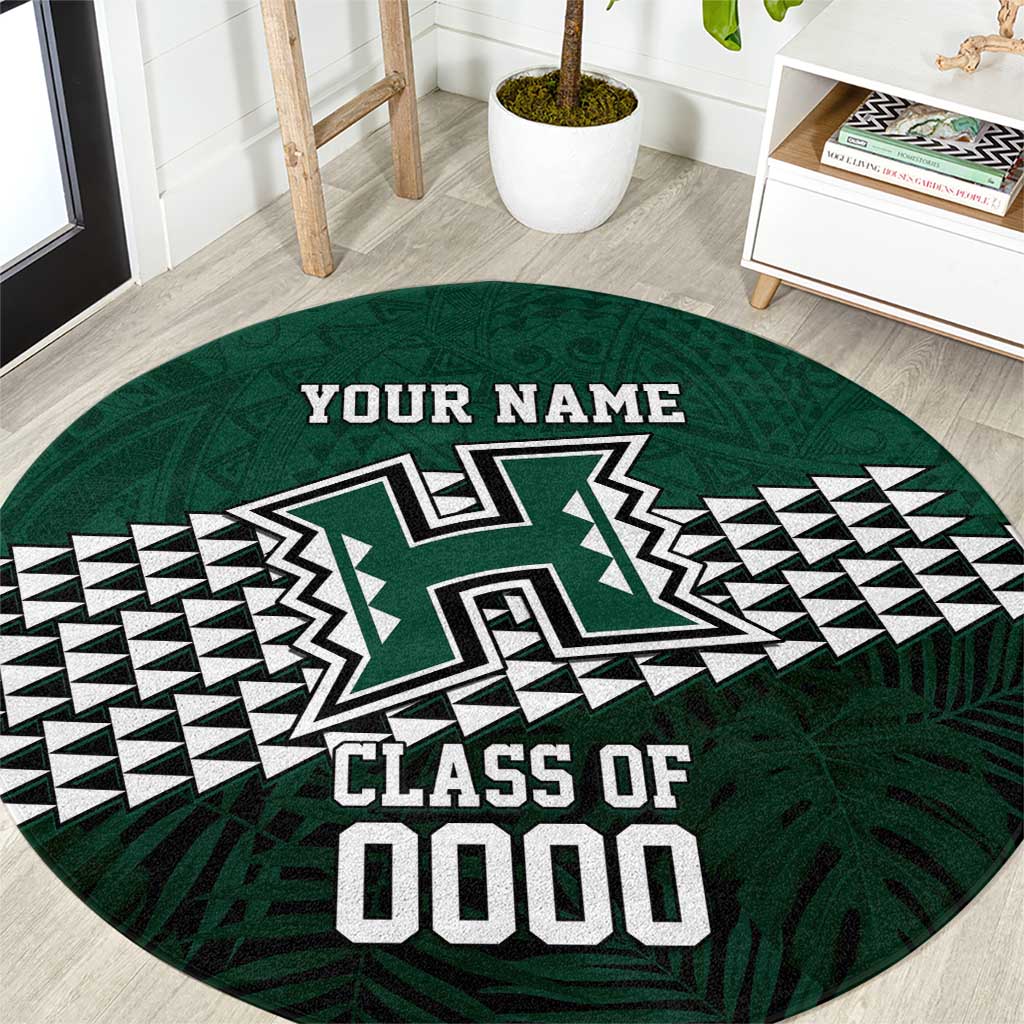 Hawaii Rainbow Warriors Alumni Custom Round Carpet Kanaka Arrows Tropical Vibes LT7 Green - Polynesian Pride
