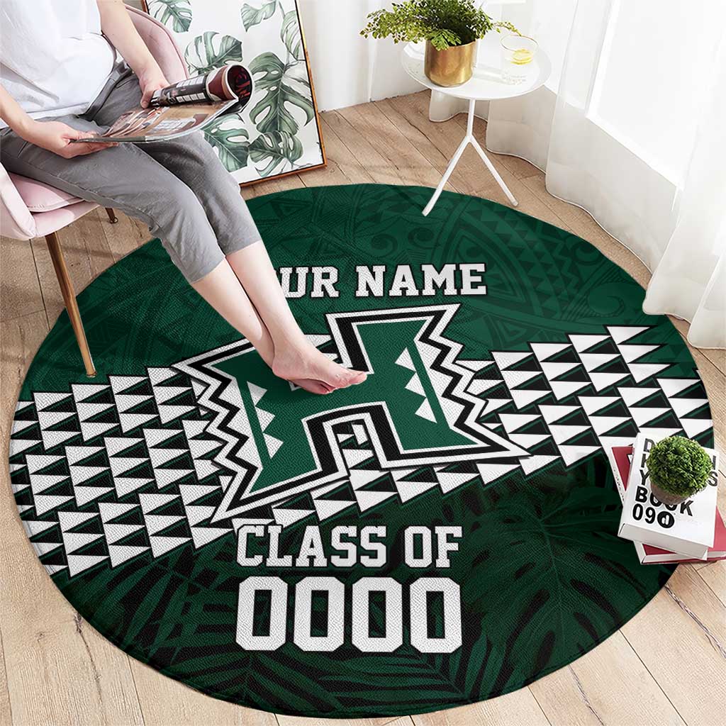Hawaii Rainbow Warriors Alumni Custom Round Carpet Kanaka Arrows Tropical Vibes LT7 - Polynesian Pride