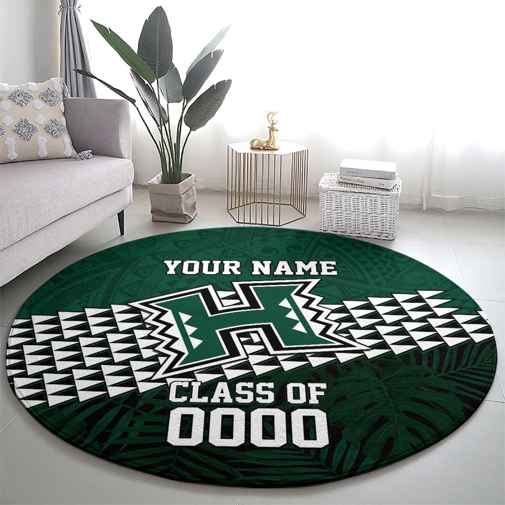 Hawaii Rainbow Warriors Alumni Custom Round Carpet Kanaka Arrows Tropical Vibes LT7 - Polynesian Pride
