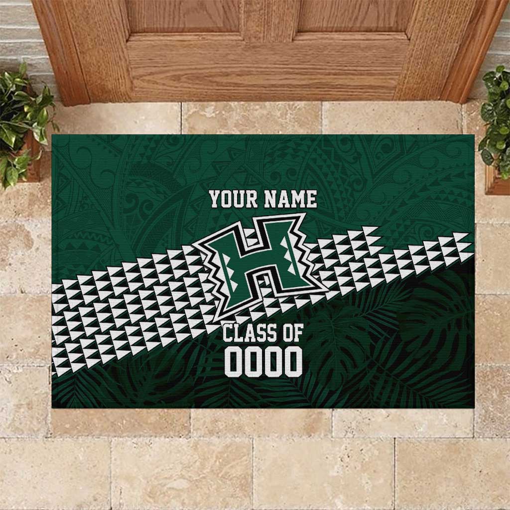 Hawaii Rainbow Warriors Alumni Custom Rubber Doormat Kanaka Arrows Tropical Vibes LT7 Green - Polynesian Pride