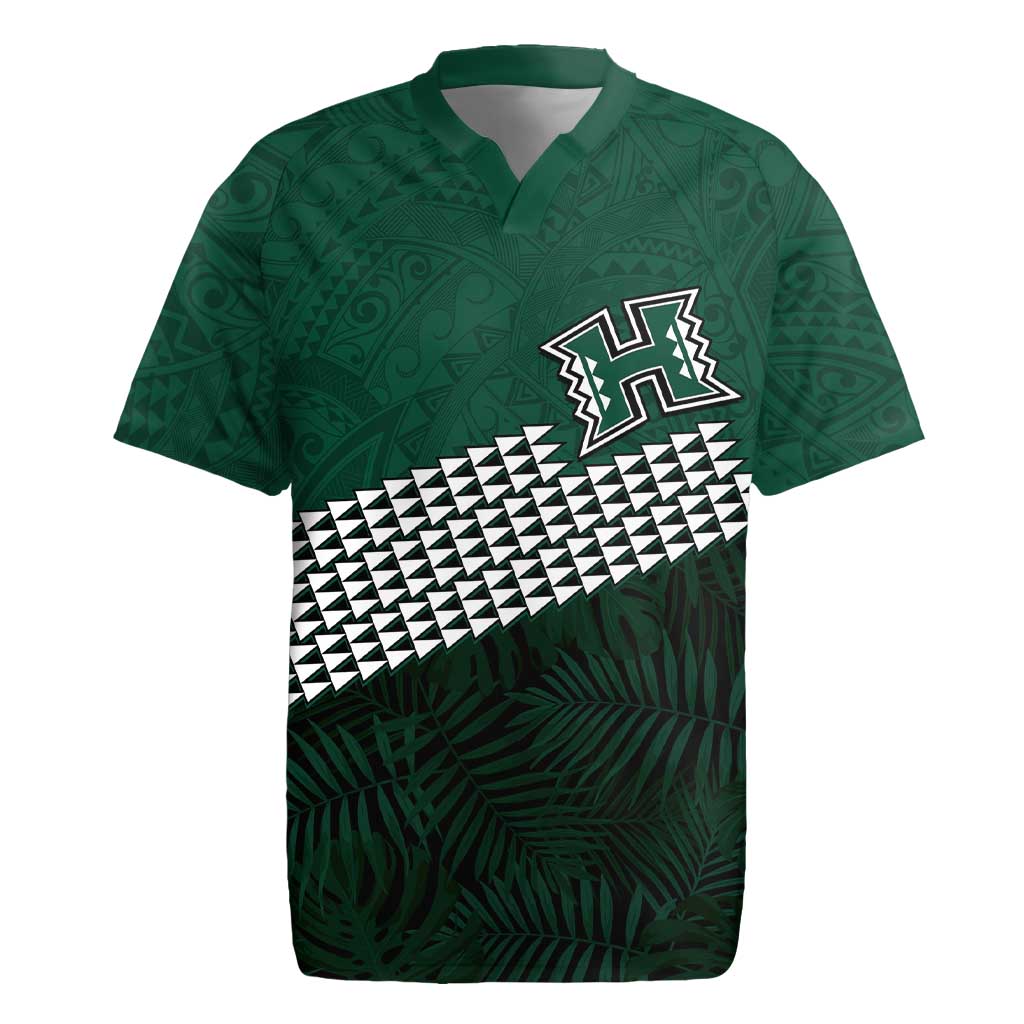 Hawaii Rainbow Warriors Alumni Custom Rugby Jersey Kanaka Arrows Tropical Vibes LT7 Green - Polynesian Pride