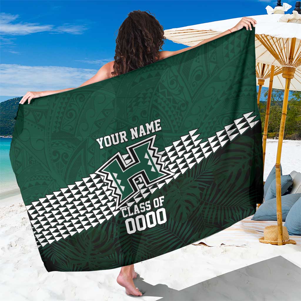 Hawaii Rainbow Warriors Alumni Custom Sarong Kanaka Arrows Tropical Vibes LT7 One Size 44 x 66 inches Green - Polynesian Pride