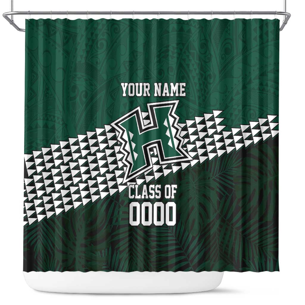 Hawaii Rainbow Warriors Alumni Custom Shower Curtain Kanaka Arrows Tropical Vibes LT7 Green - Polynesian Pride