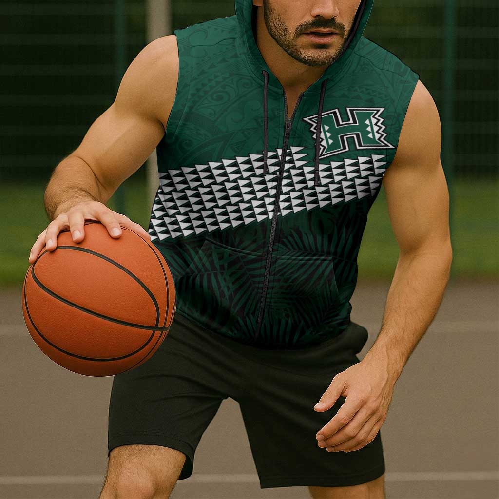 Hawaii Rainbow Warriors Alumni Custom Sleeveless Zip Hoodie Kanaka Arrows Tropical Vibes LT7 - Polynesian Pride