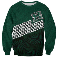 Hawaii Rainbow Warriors Alumni Custom Sweatshirt Kanaka Arrows Tropical Vibes LT7 Unisex Green - Polynesian Pride