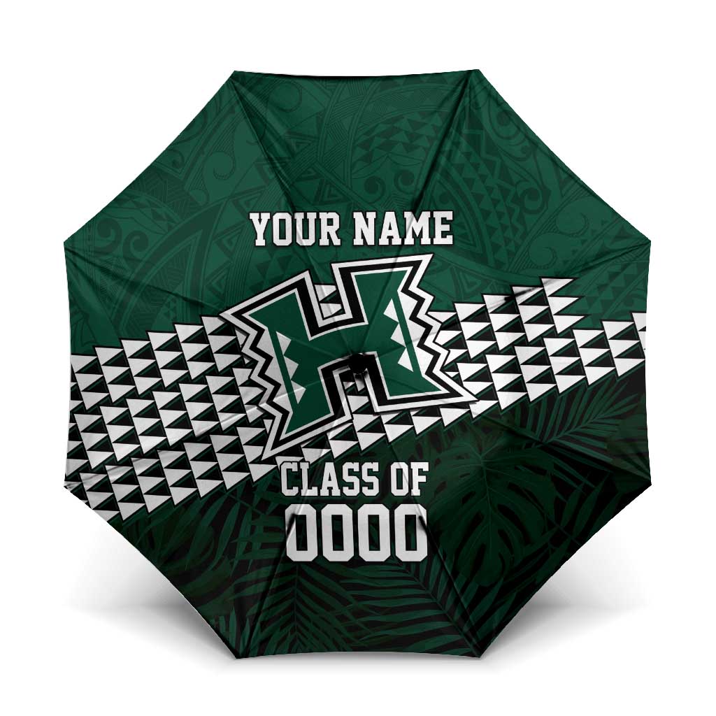 Hawaii Rainbow Warriors Alumni Custom Umbrella Kanaka Arrows Tropical Vibes LT7 One Size Folded 11.42 inch Opened Diameter 37.4 inch Green - Polynesian Pride