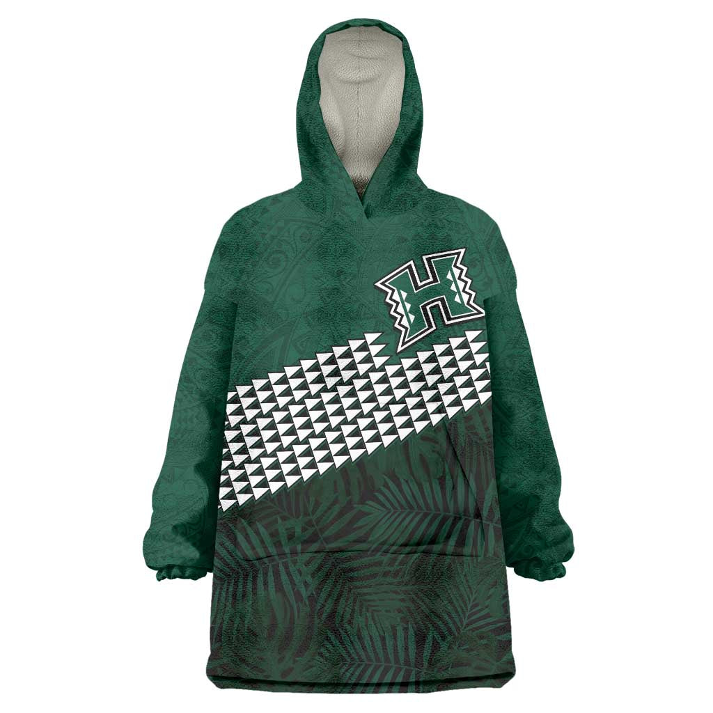 Hawaii Rainbow Warriors Alumni Custom Wearable Blanket Hoodie Kanaka Arrows Tropical Vibes LT7 One Size Green - Polynesian Pride
