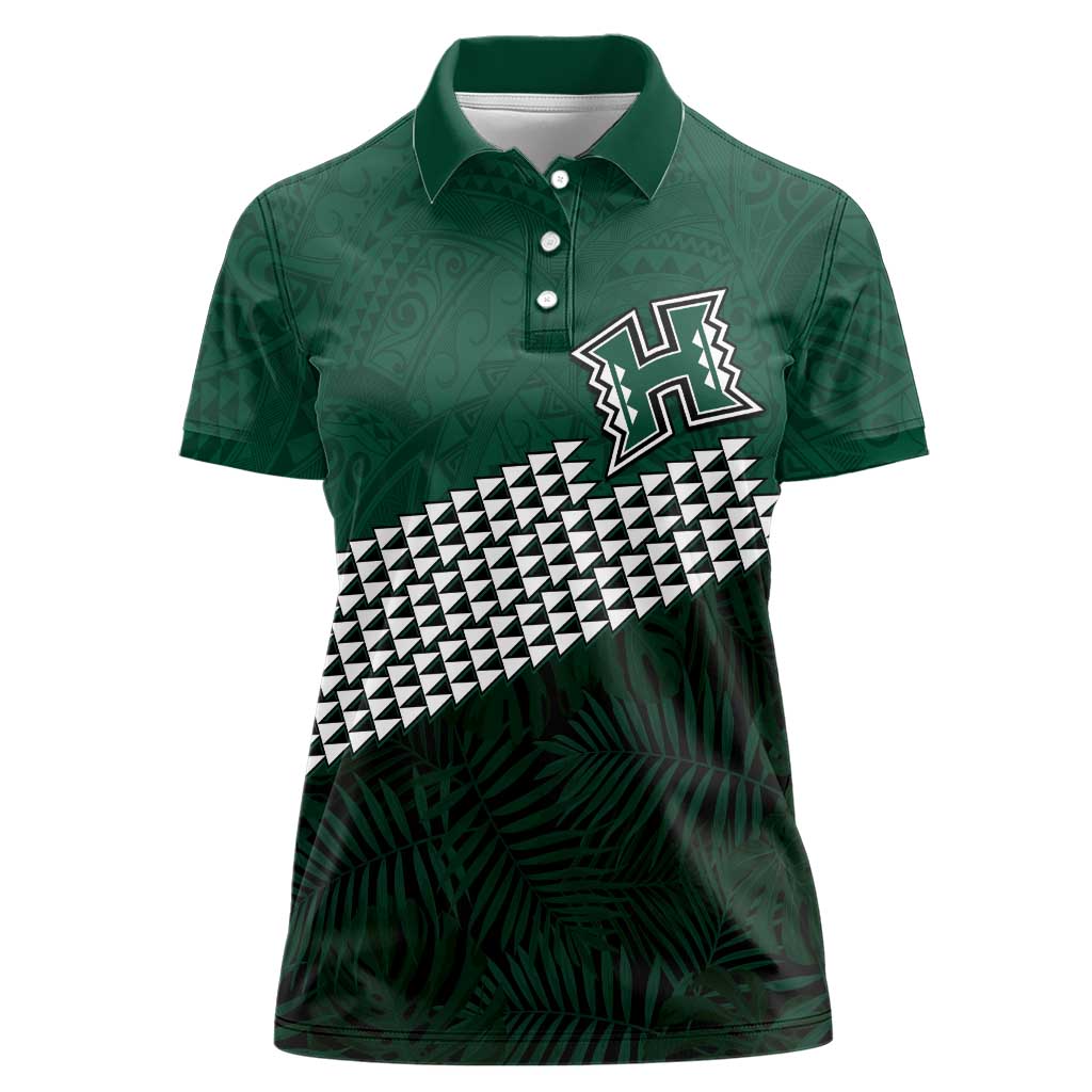 Hawaii Rainbow Warriors Alumni Custom Women Polo Shirt Kanaka Arrows Tropical Vibes LT7 Female Green - Polynesian Pride