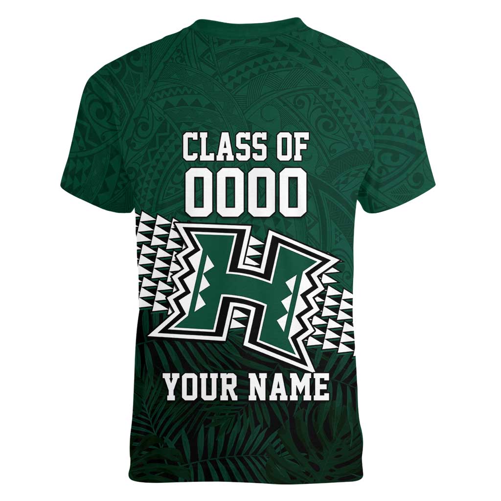 Hawaii Rainbow Warriors Alumni Custom Women V-Neck T-Shirt Kanaka Arrows Tropical Vibes LT7 - Polynesian Pride