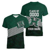 Hawaii Rainbow Warriors Alumni Custom Women V-Neck T-Shirt Kanaka Arrows Tropical Vibes LT7 - Polynesian Pride