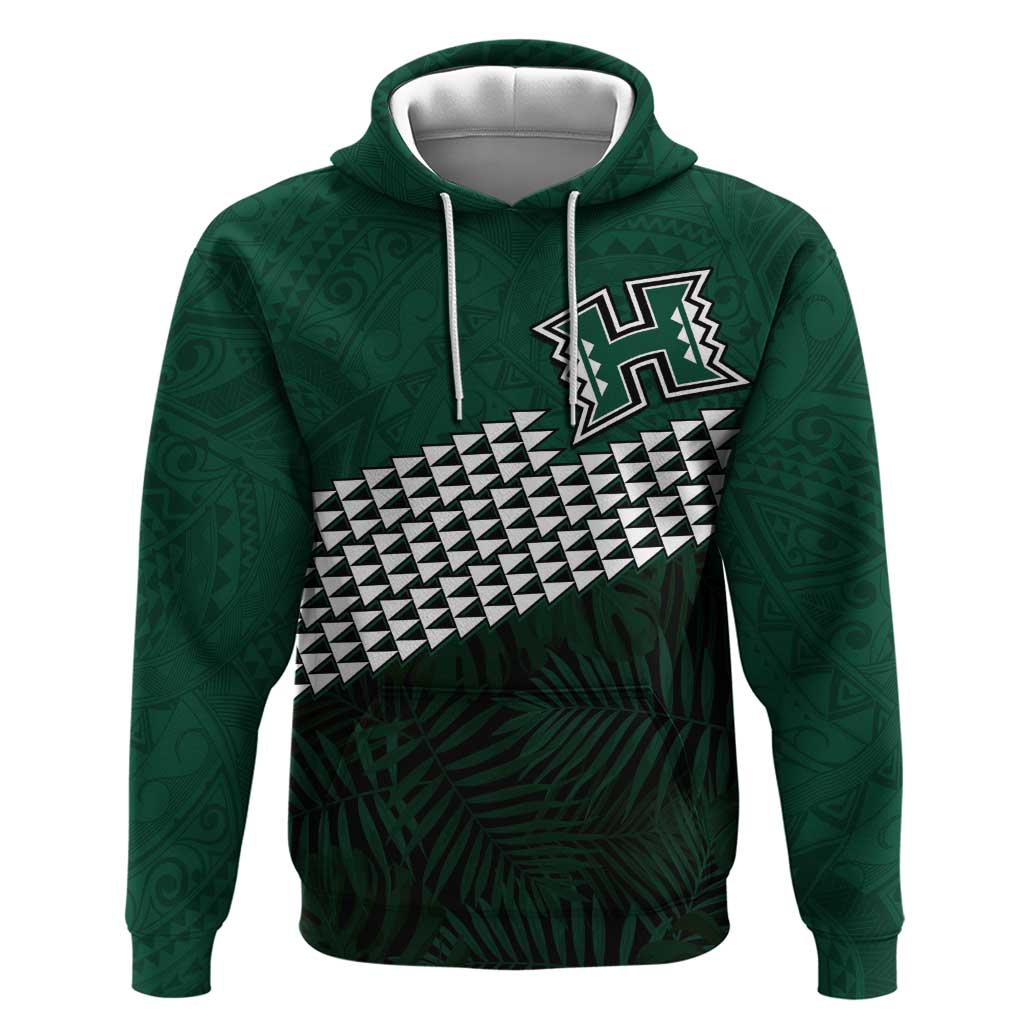 Hawaii Rainbow Warriors Alumni Custom Zip Hoodie Kanaka Arrows Tropical Vibes LT7 Pullover Hoodie Green - Polynesian Pride