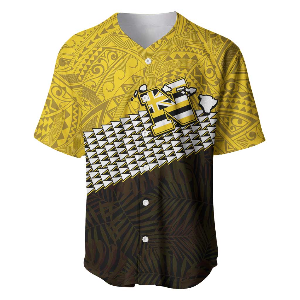Hawaii Nanakuli High Alumni Custom Baseball Jersey Kanaka Arrows Tropical Vibes LT7 Yellow Black - Polynesian Pride