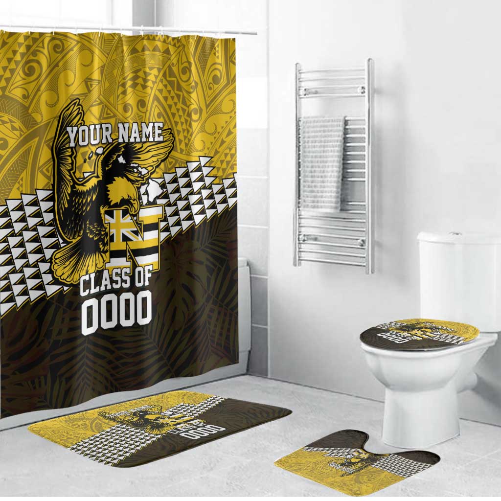 Hawaii Nanakuli High Alumni Custom Bathroom Set Kanaka Arrows Tropical Vibes LT7 Bathroom Set (4 pcs) Yellow Black - Polynesian Pride
