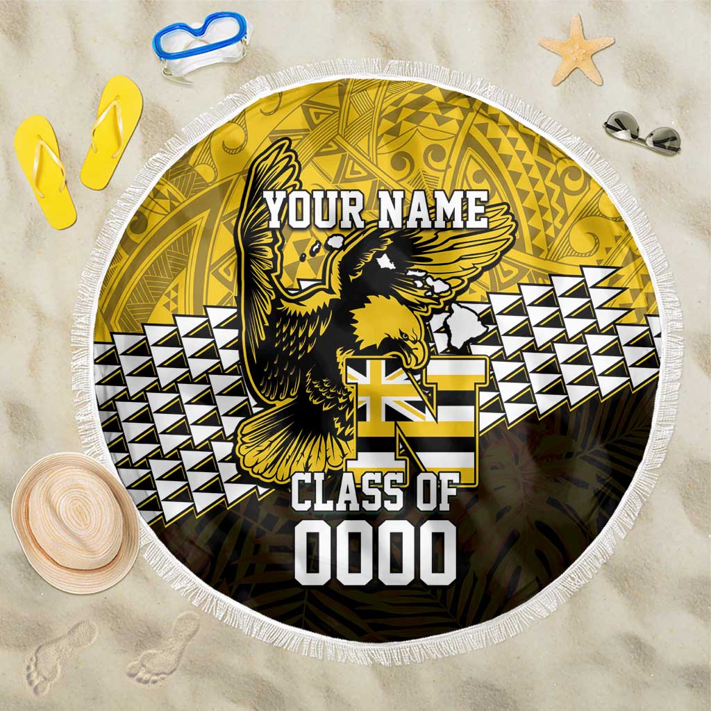 Hawaii Nanakuli High Alumni Custom Beach Blanket Kanaka Arrows Tropical Vibes LT7 One Size 150cm Yellow Black - Polynesian Pride