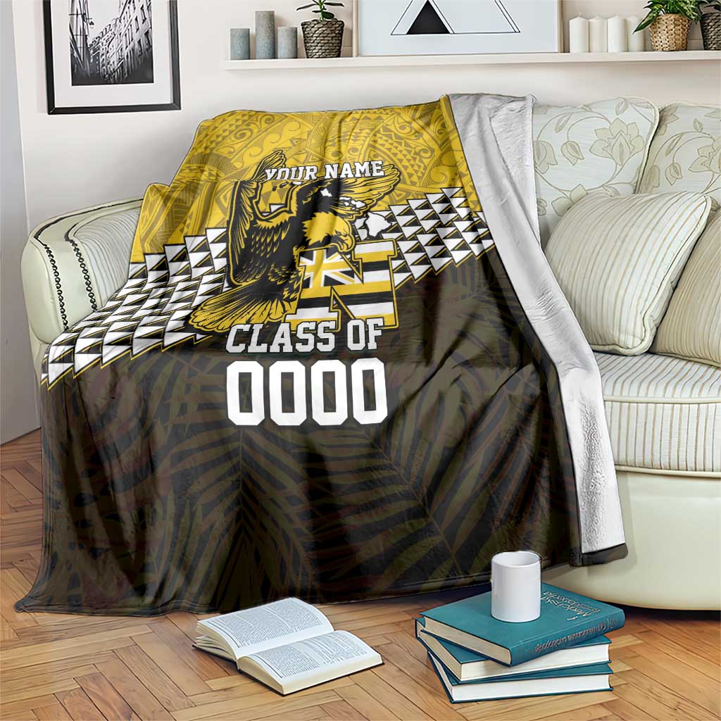 Hawaii Nanakuli High Alumni Custom Blanket Kanaka Arrows Tropical Vibes LT7 Yellow Black - Polynesian Pride