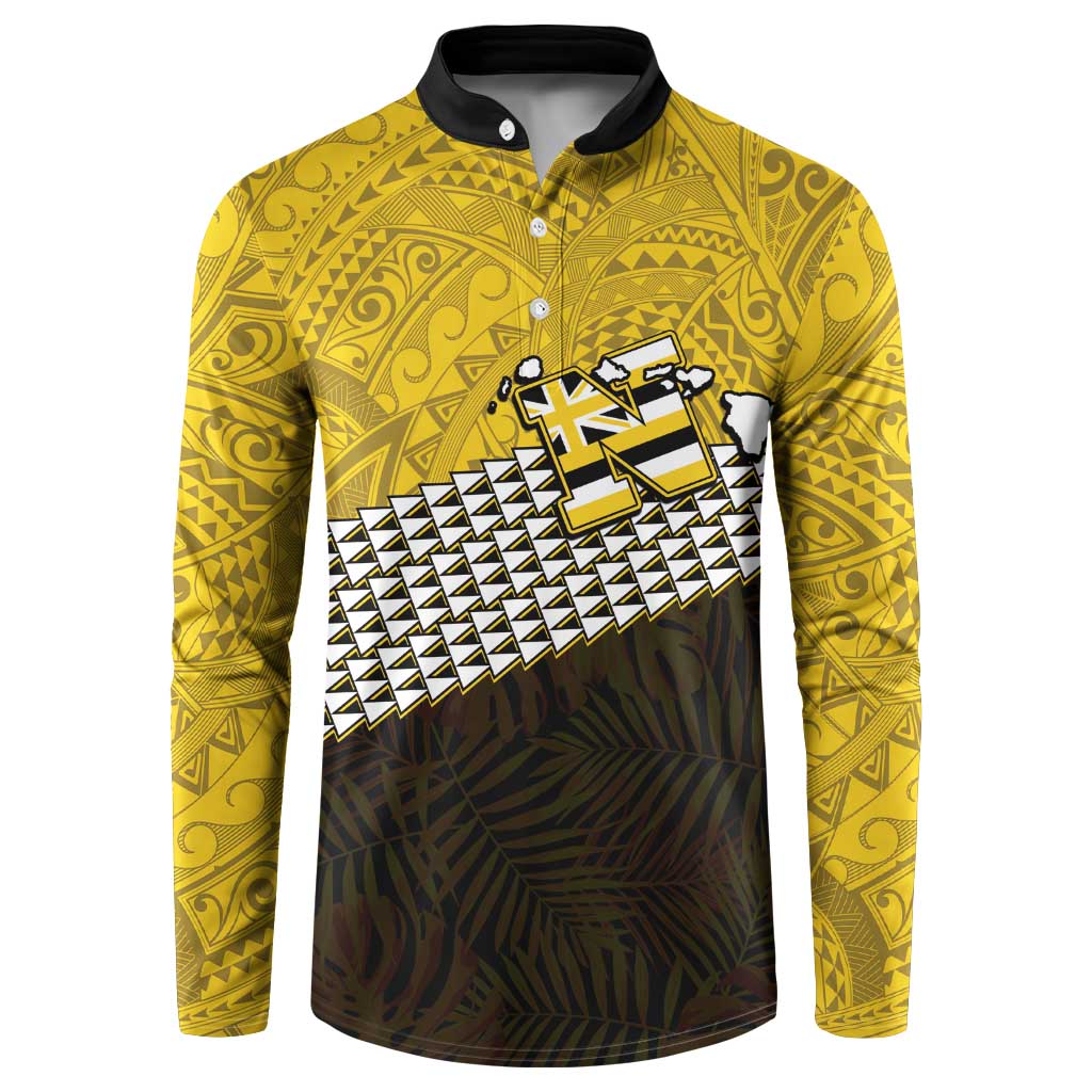 Hawaii Nanakuli High Alumni Custom Button Sweatshirt Kanaka Arrows Tropical Vibes LT7 Yellow Black - Polynesian Pride