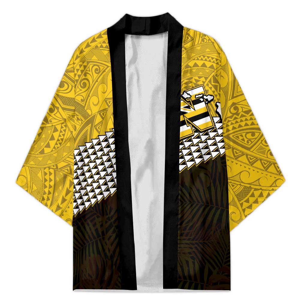 Hawaii Nanakuli High Alumni Custom Kimono Kanaka Arrows Tropical Vibes LT7 Unisex Yellow Black - Polynesian Pride
