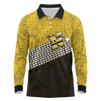 Hawaii Nanakuli High Alumni Custom Long Sleeve Polo Shirt Kanaka Arrows Tropical Vibes LT7 Yellow Black - Polynesian Pride