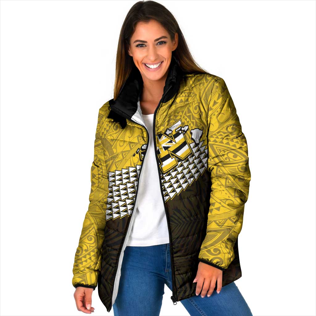 Hawaii Nanakuli High Alumni Custom Padded Jacket Kanaka Arrows Tropical Vibes LT7 Women Yellow Black - Polynesian Pride
