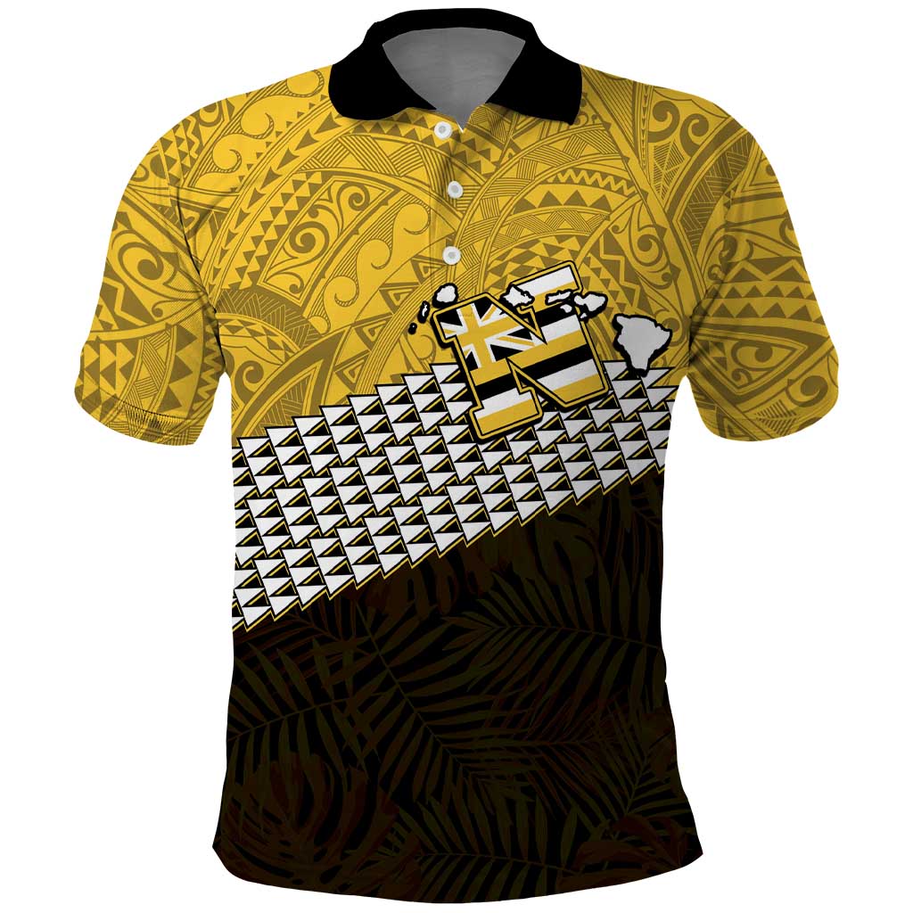 Hawaii Nanakuli High Alumni Custom Polo Shirt Kanaka Arrows Tropical Vibes LT7 Yellow Black - Polynesian Pride