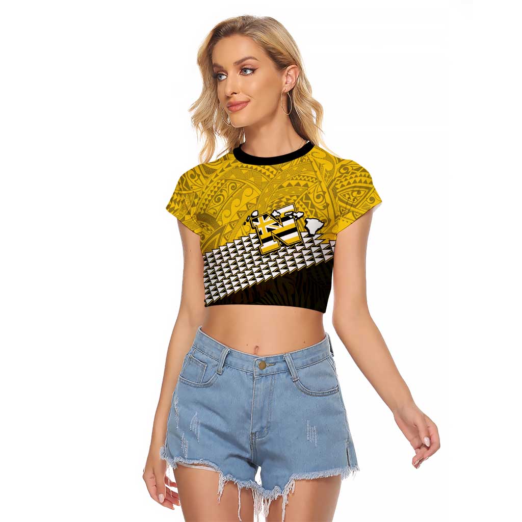 Hawaii Nanakuli High Alumni Custom Raglan Cropped T Shirt Kanaka Arrows Tropical Vibes LT7 Female Yellow Black - Polynesian Pride