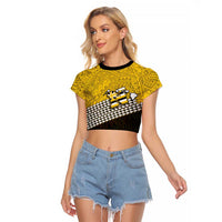 Hawaii Nanakuli High Alumni Custom Raglan Cropped T Shirt Kanaka Arrows Tropical Vibes LT7 Female Yellow Black - Polynesian Pride