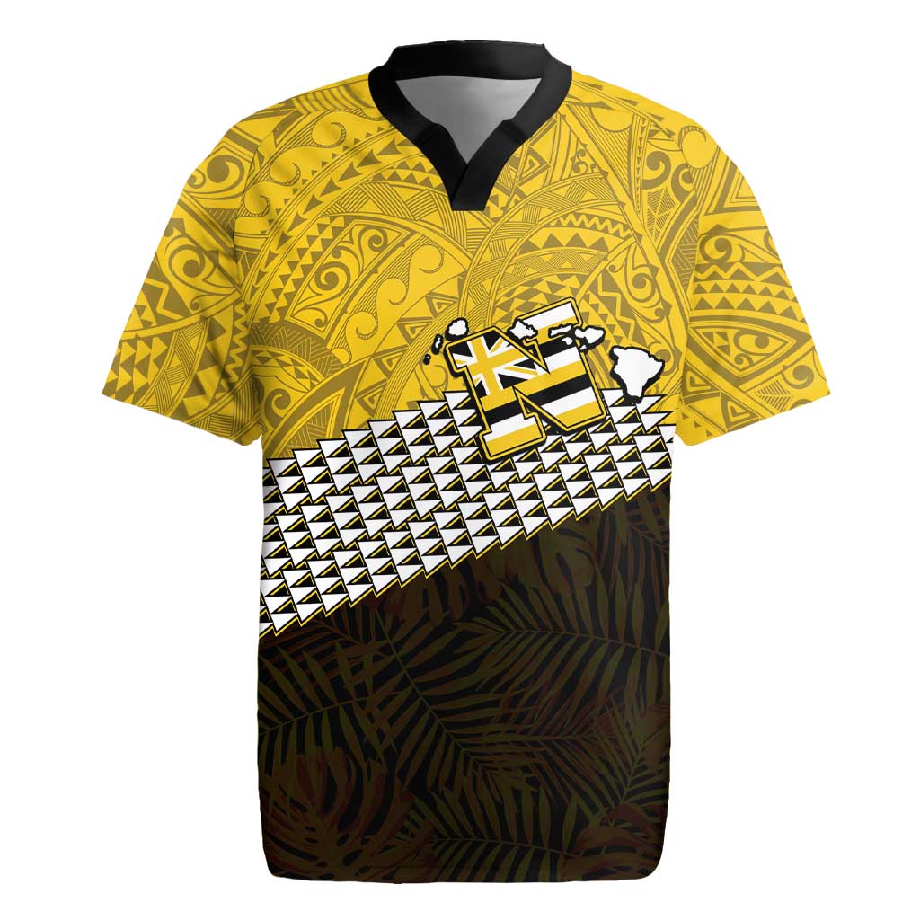 Hawaii Nanakuli High Alumni Custom Rugby Jersey Kanaka Arrows Tropical Vibes LT7 Yellow Black - Polynesian Pride