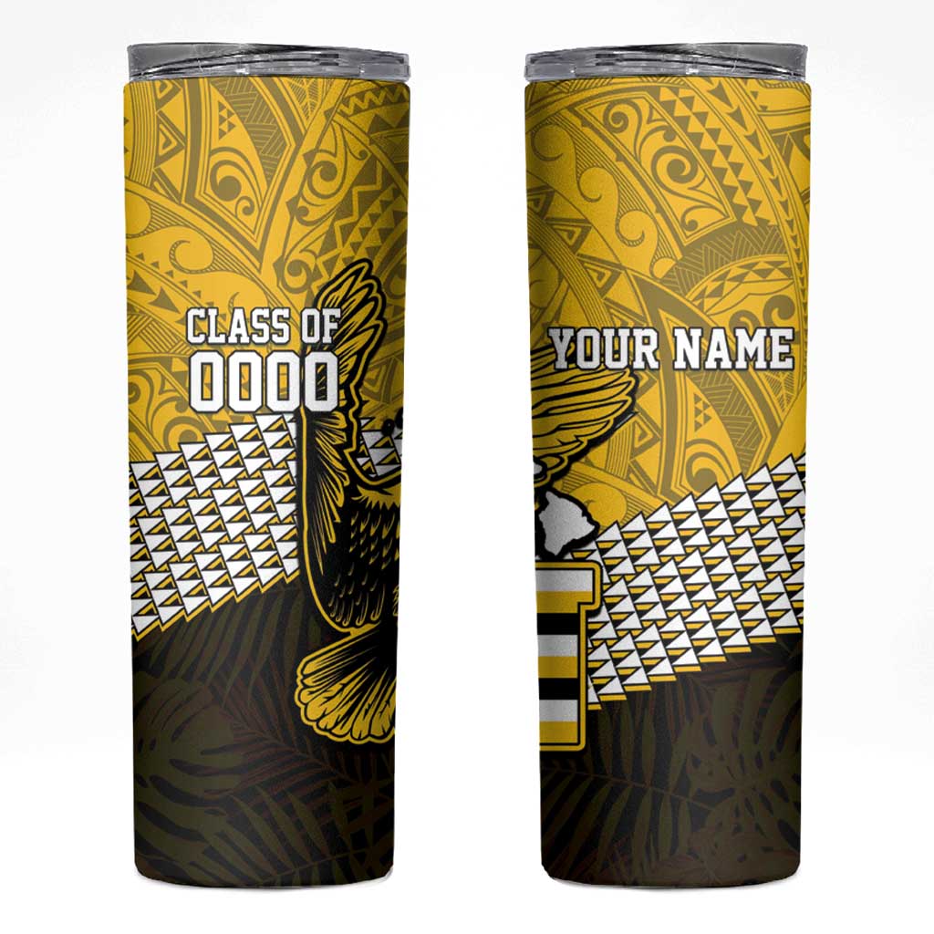 Hawaii Nanakuli High Alumni Custom Skinny Tumbler Kanaka Arrows Tropical Vibes LT7 Yellow Black - Polynesian Pride